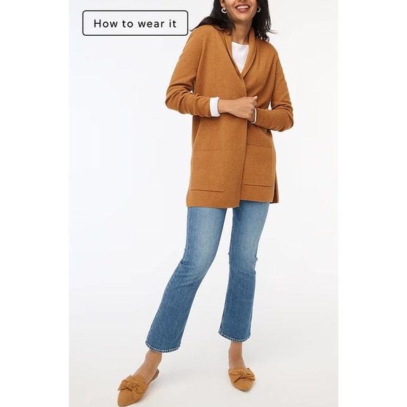 J. Crew Sweaters - J.Crew Brown Cotton Heather Camel Chelsea Sweater Blazer Size Small Style BA866